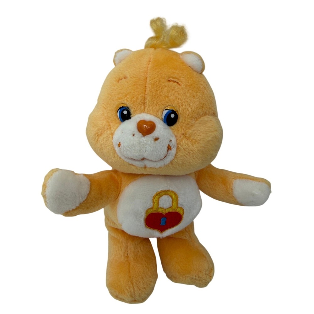 Care Bears Secret Bear Plush 7" Orange Heart Lock Carlton Cards Vintage 2004 Toy